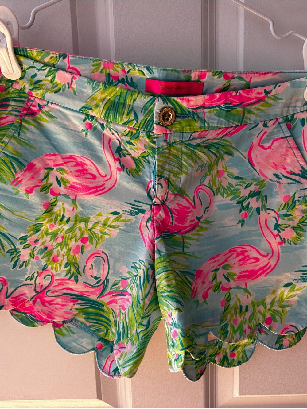 Lilly Pulitzer Pink Flamingo “Multi Floridita” buttercup shorts